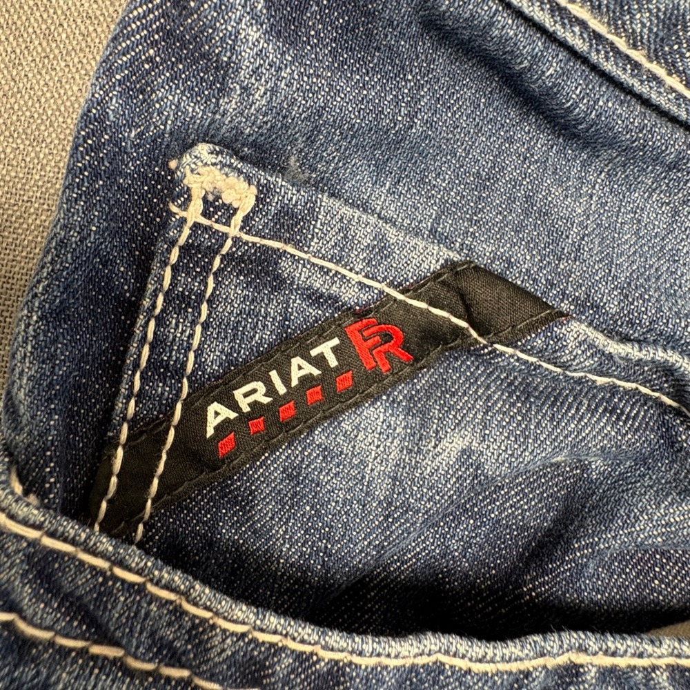 Ariat FR M4 Low Rise Boot Cut Jeans Mens 48x32 Flame Resistant Denim Blue - Picture 9 of 16